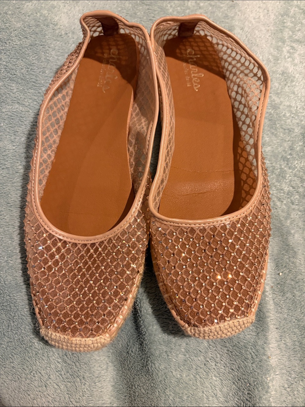Charles By Charles David Blush Pink Mesh Sparkle Flats